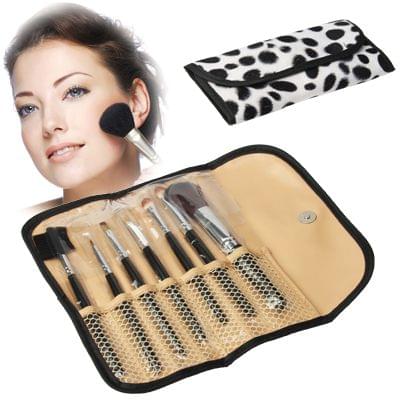 Foldable Trendy Panther Patterned Cosmetic Brush Case Bag Kit Set for Ladies 7PCS Brushes Facial Care Product