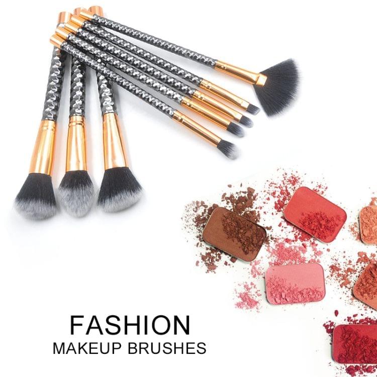 8 in 1 Honeycomb Handle Multi-functional Makeup Brush, Black Handle and Black Brush