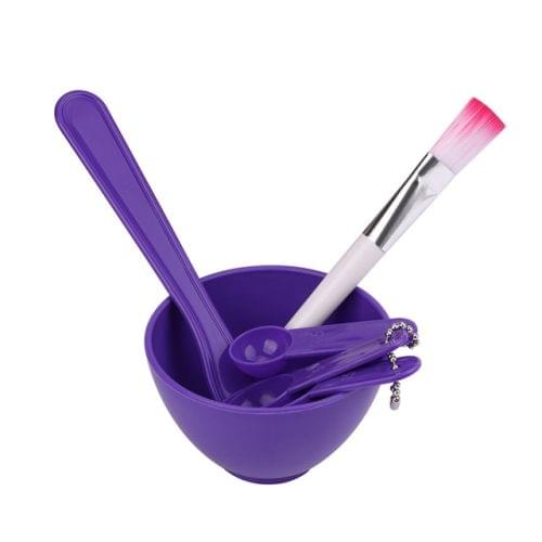 4 in 1 DIY Facial Mask Mixing Bowl Brush Spoon Stick Brush Face Care Set Women Facial Beauty Professional Kits Tools(Purple)