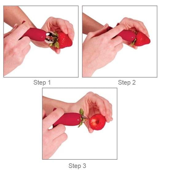 Strawberry Huller Stem Remover Tomatoes Leaves Fruit Corer Kitchen(Red)
