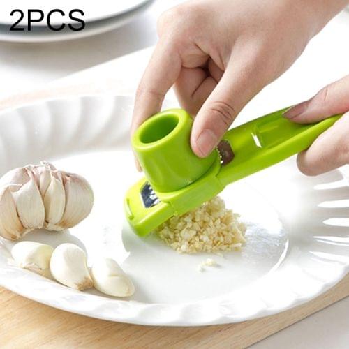 2 PCS Multi-function Grinding Garlic Ginger Mill Cut Garlic Press Utensils Grater Planer Tool(Green)