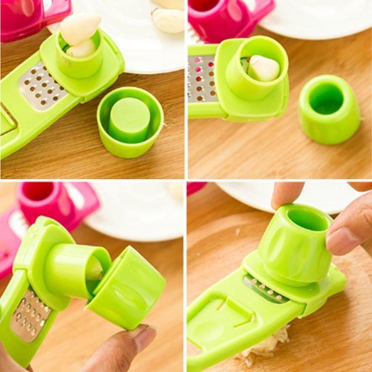 2 PCS Multi-function Grinding Garlic Ginger Mill Cut Garlic Press Utensils Grater Planer Tool(Green)