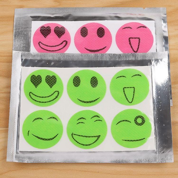 10 PCS Mosquito Stickers DIY Mosquito Repellent Stickers Patches Cartoon Smiling Face Drive Repeller (Color Random Delivery)