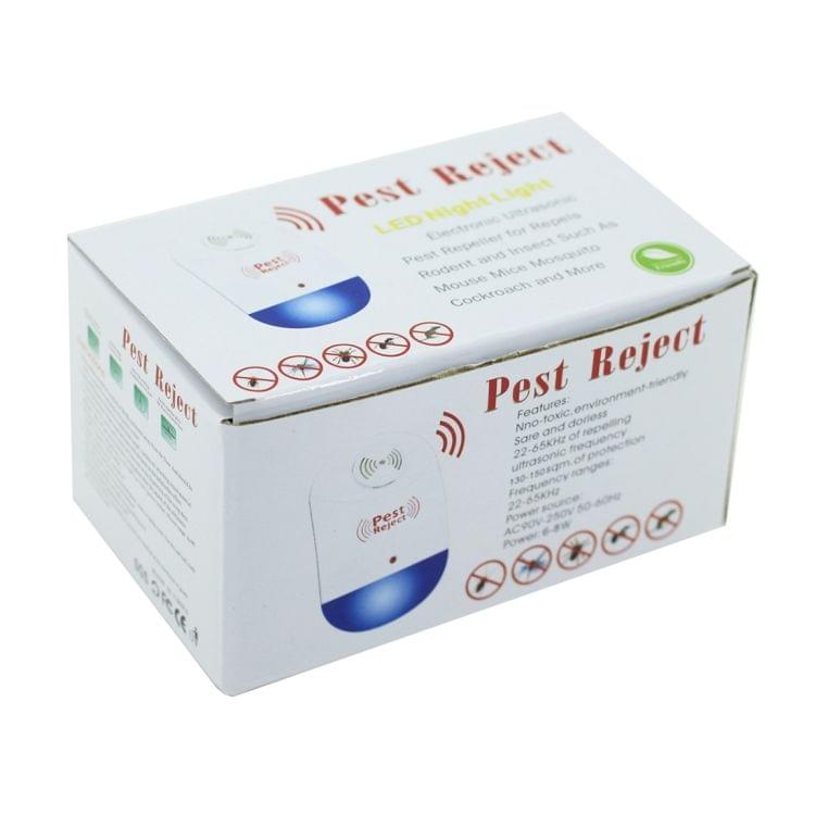 Electronic Ultrasonic Mosquito Rat Pest Control Repeller with LED Light, US Plug, AC90V-250V (White+Blue)