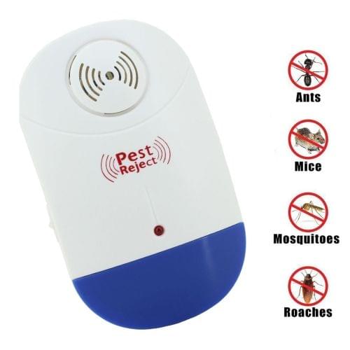 Electronic Ultrasonic Mosquito Rat Pest Control Repeller with LED Light, US Plug, AC90V-250V (White+Blue)