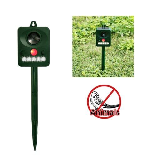 Environmental Friendly White + Red Light Solar-powered LED Ultrasonic Animal Repeller Bird Cat Dog Control Device With 6.5V / 0.1W Solar Panel & PIR Sensor & Light Sensor, Got the CE / ROHS Certification
