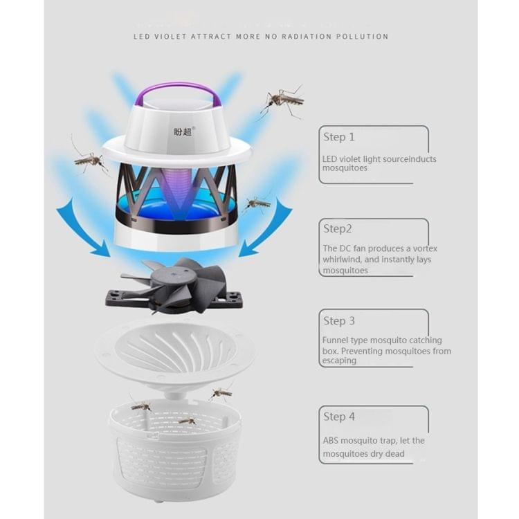 5W 6 LEDs USB Powered No Radiation Mute Photocatalyst 7-blade Fan Mosquito Killer Lamp (White)
