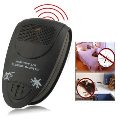 EU Plug Ultrasonic Pest Repeller Electro Magnetic (Black)