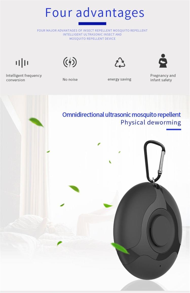 Ultrasonic Mosquito Repellent Electronics Cockroach Spider USB Charging Smart Mosquito Drive(Black)