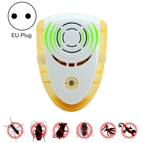 6W Electronic Ultrasonic Electromagnetic Wave Anti Mosquito Rat Insect Pest Repeller with Light, EU Plug, AC 90-240V(Yellow)