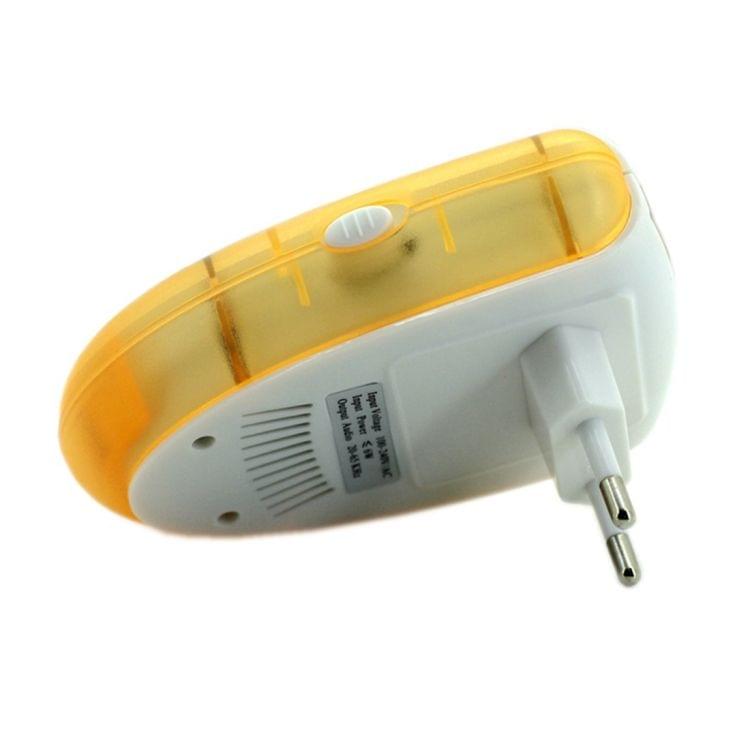 6W Electronic Ultrasonic Electromagnetic Wave Anti Mosquito Rat Insect Pest Repeller with Light, EU Plug, AC 90-240V(Yellow)