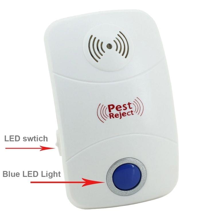 Electronic Ultrasonic Mosquito Rat Pest Control Repeller with LED Light, UK Plug, AC90V-250V(White)