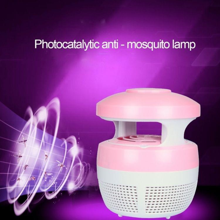 5W 6 LEDs No Radiation Mute Photocatalytic 7-blade Fan USB Mosquito Killer Lamp(Pink)