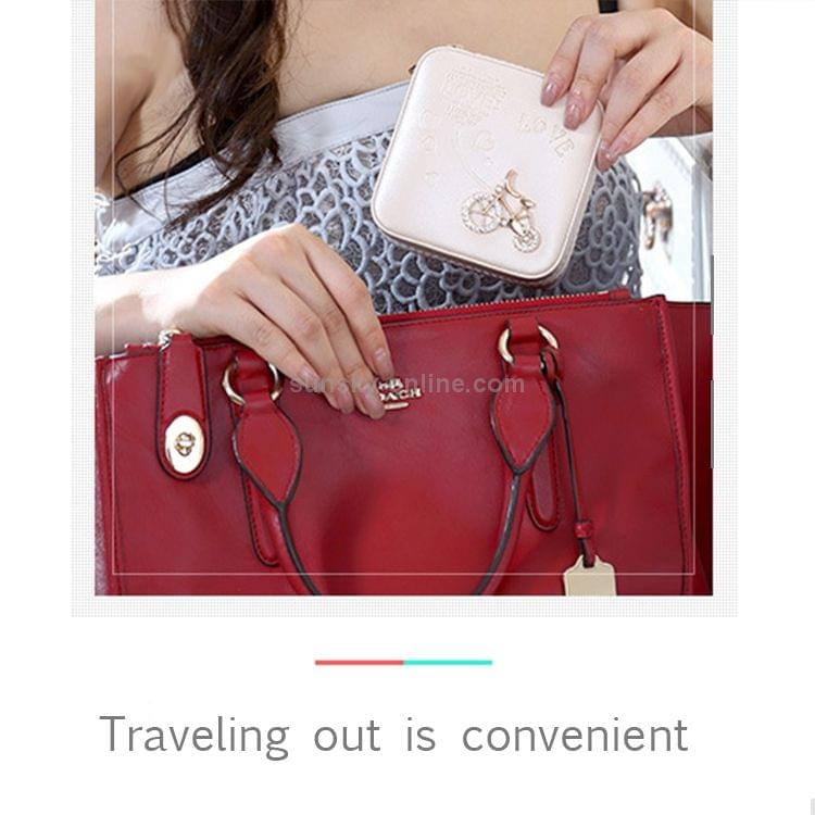 Macaron Small Jewelry Box Rings and Earrings Mirrored Travel Storage Case (White)