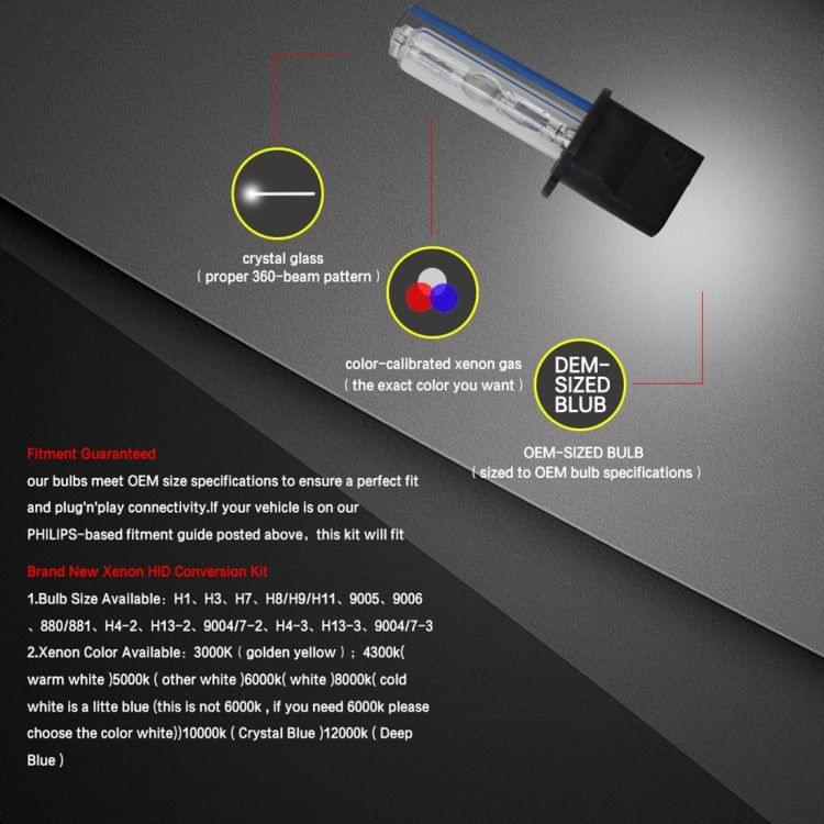 55W 3200LM H3 4300K HID Bulbs Xenon Light Conversion Kit with High Intensity Discharge Alloy Ballast, Warm White