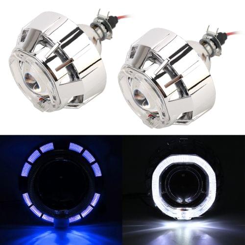 IPHCAR G262S 2 PCS H1 2.5 inch 12V Double Light Bi-Xenon Projector Lens Headlight with Light Bulb for Left Driving (Blue Light)