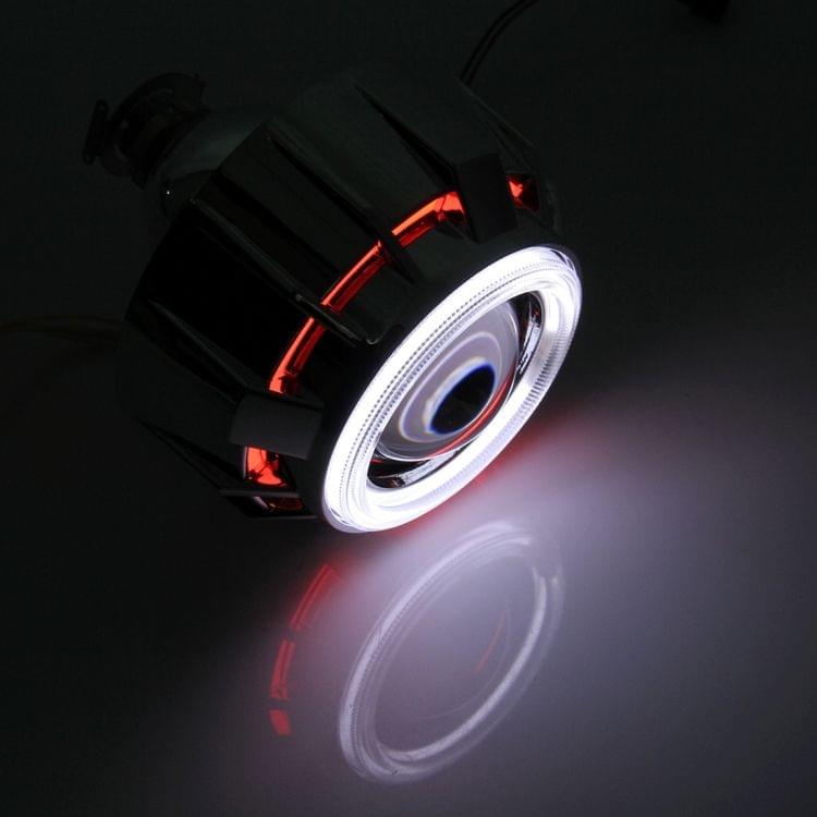 2 PCS H1 3.0 inch 12V Bi-Xenon Projector Lens Headlight Kit with Exquisite Angle Eyes Decoration(Red Light)