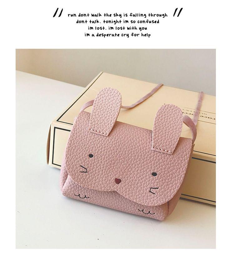 Girls PU Coin Purse Bag Wallet Kids Rabbit One Shoulder Bag Small Coin Purse(Pink)