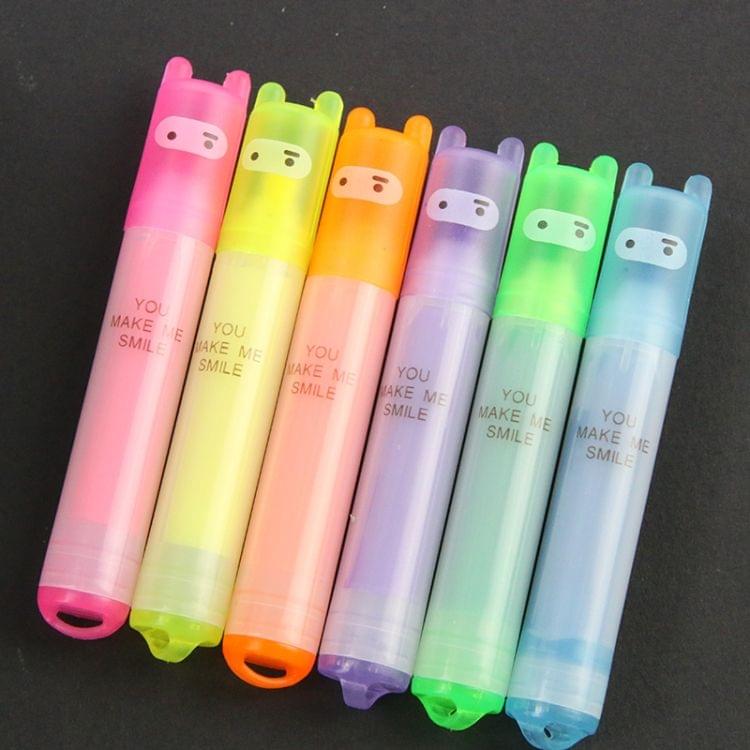 6 PCS Creative Cartoon Cute Rabbit Mini Fluorescent Pen