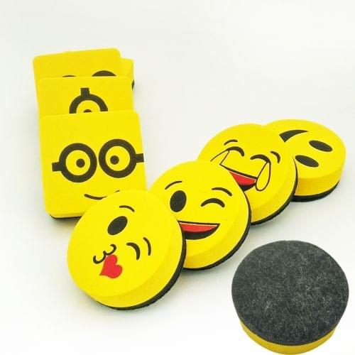 Yellow Smile Face Whiteboard Eraser Magnetic Board Erasers Wipe Dry School Blackboard Marker Cleaner 6 Styles Random Color Delivery