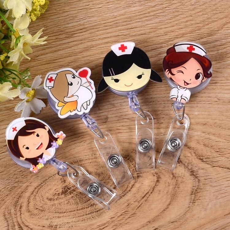 Doctor Head Pattern Cute Retractable Badge Reel Student Nurse ID Name Card Badge