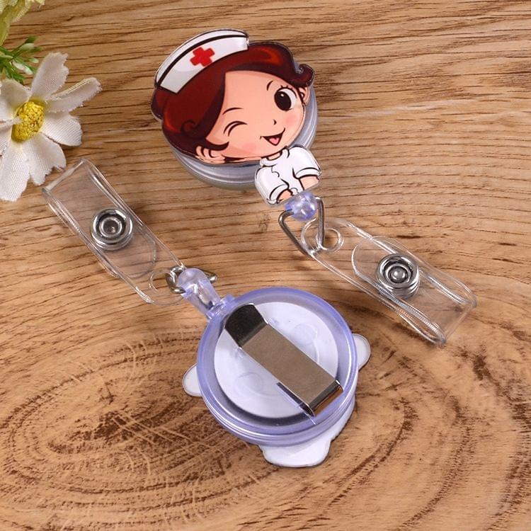 Doctor Head Pattern Cute Retractable Badge Reel Student Nurse ID Name Card Badge