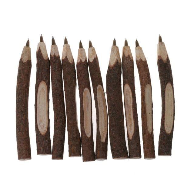 2 PCS Creative Tree Wooden BallPoint Pen Nature Tree Branch Pencil Bark Pen Office School Supplies Stationery, Type:Ballpoint pen