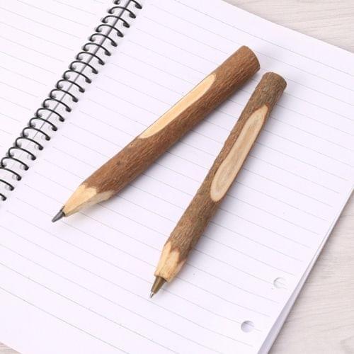 2 PCS Creative Tree Wooden BallPoint Pen Nature Tree Branch Pencil Bark Pen Office School Supplies Stationery, Type:Ballpoint pen