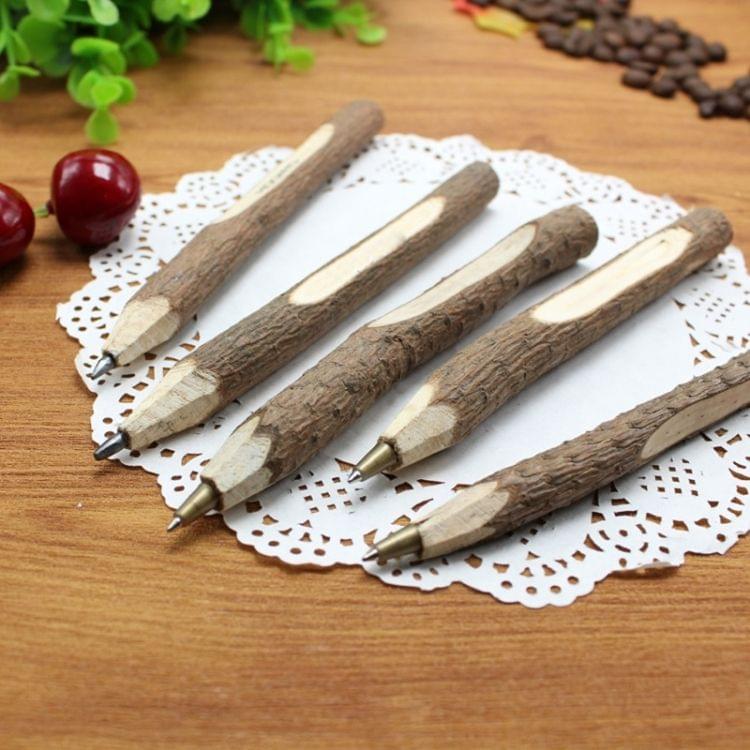 2 PCS Creative Tree Wooden BallPoint Pen Nature Tree Branch Pencil Bark Pen Office School Supplies Stationery, Type:Ballpoint pen