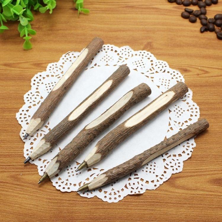 2 PCS Creative Tree Wooden BallPoint Pen Nature Tree Branch Pencil Bark Pen Office School Supplies Stationery, Type:Ballpoint pen