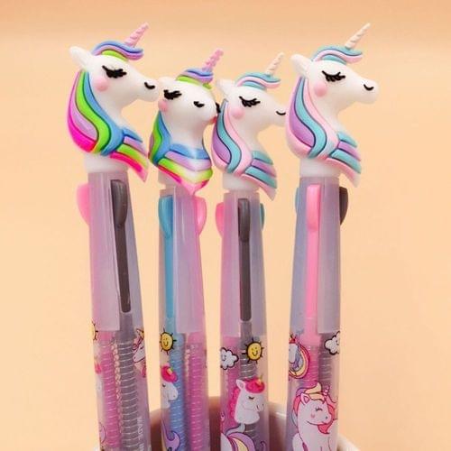 Cute Unicorn Shape Silica Rainbow Ballpoint Pen
