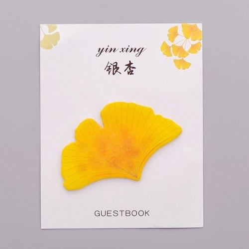 2 PCS Cute Tree Leaf Sticky Note Stickers Memo Pad Office Decoration School Supplies Stationery(Ginkgo)