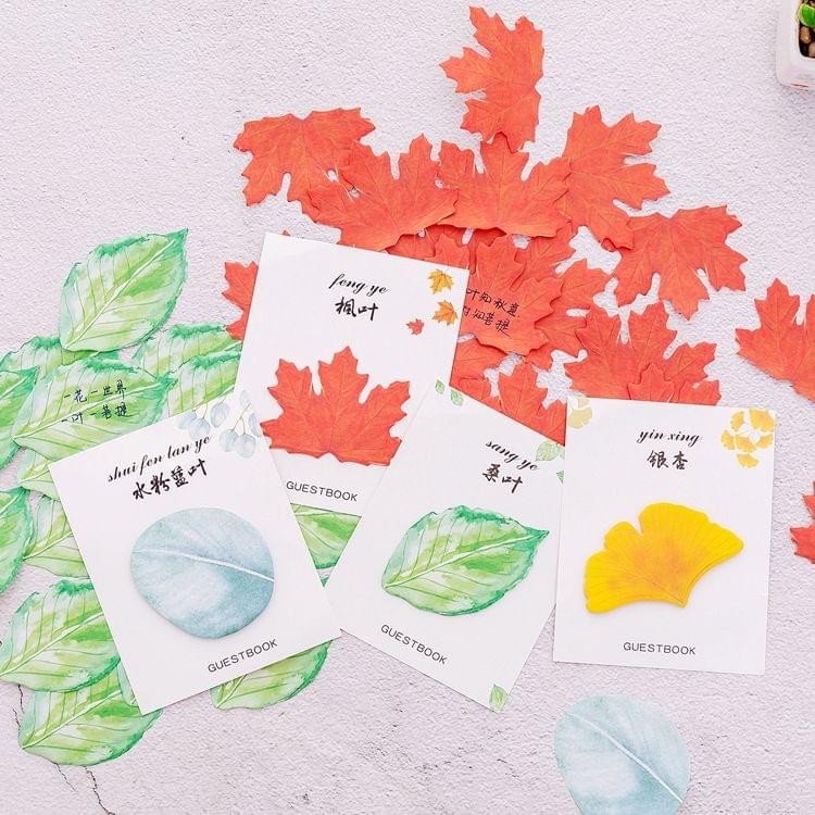 2 PCS Cute Tree Leaf Sticky Note Stickers Memo Pad Office Decoration School Supplies Stationery(Ginkgo)