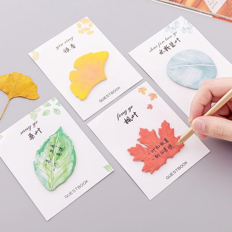 2 PCS Cute Tree Leaf Sticky Note Stickers Memo Pad Office Decoration School Supplies Stationery(Ginkgo)