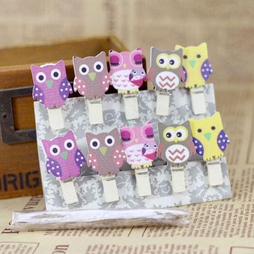 Mini Owl Hemp Wood Clip Creative Cartoon Small Wood Clip Photo Clip