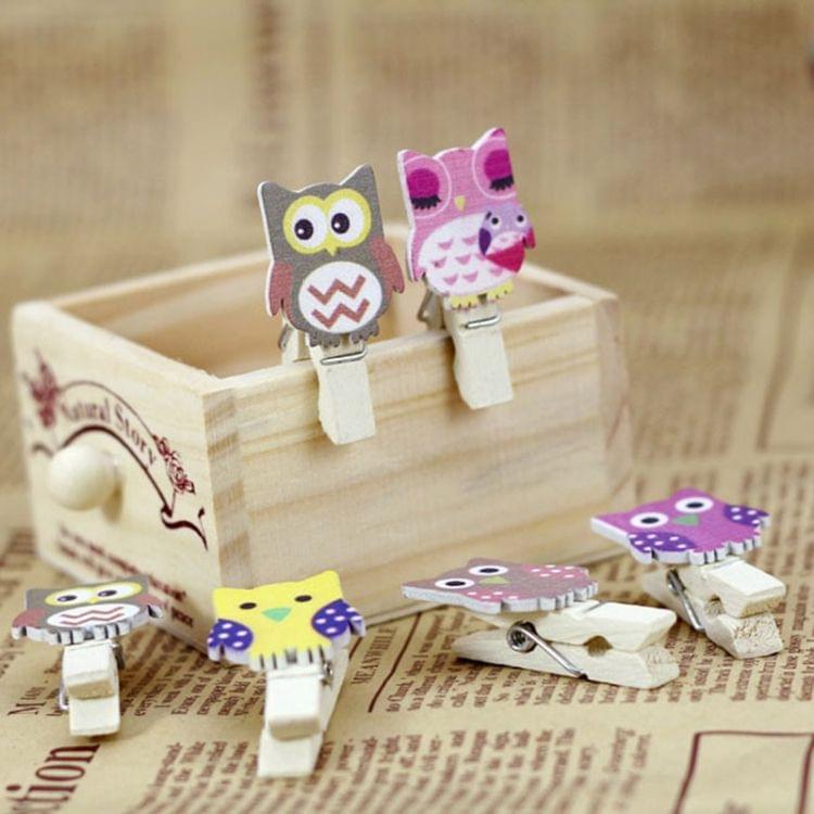 Mini Owl Hemp Wood Clip Creative Cartoon Small Wood Clip Photo Clip