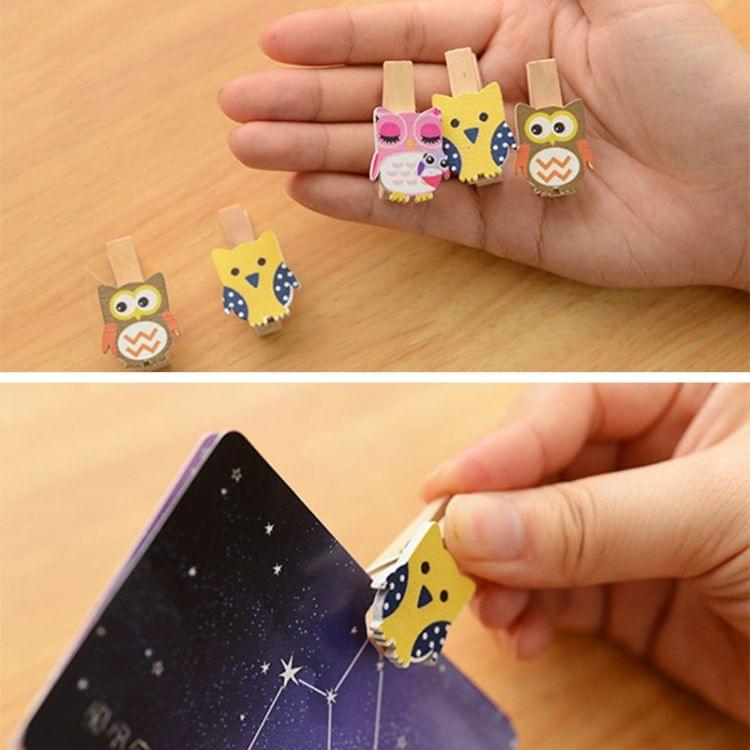 Mini Owl Hemp Wood Clip Creative Cartoon Small Wood Clip Photo Clip