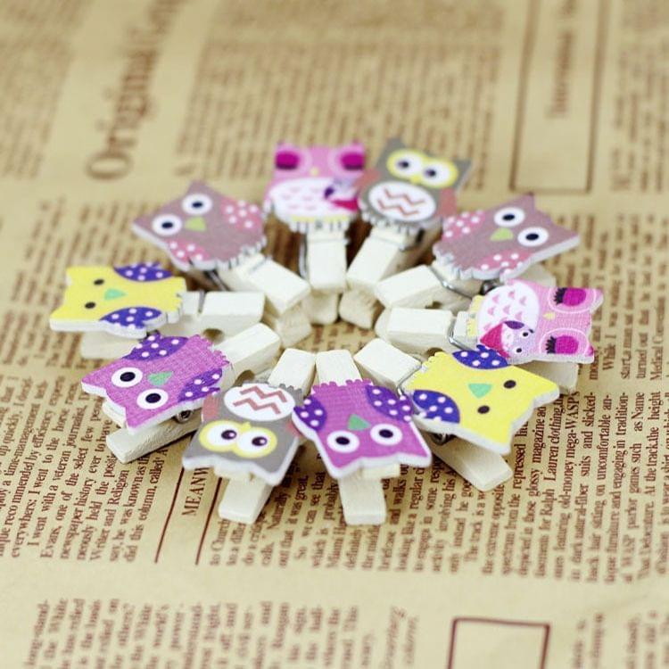 Mini Owl Hemp Wood Clip Creative Cartoon Small Wood Clip Photo Clip