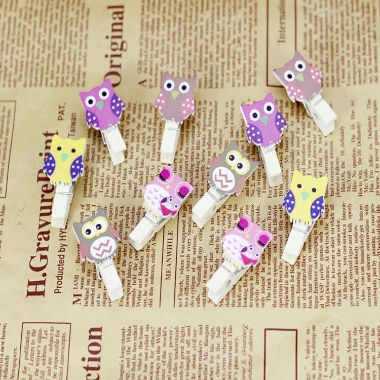 Mini Owl Hemp Wood Clip Creative Cartoon Small Wood Clip Photo Clip