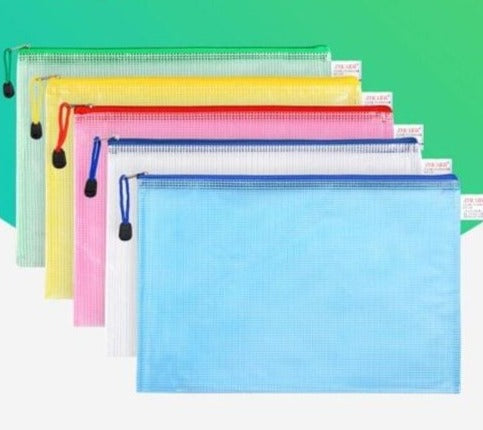 10 PCS Zipper Plastic Mesh Document File Bag, Random Color Delivery, Size: 33.5*23cm