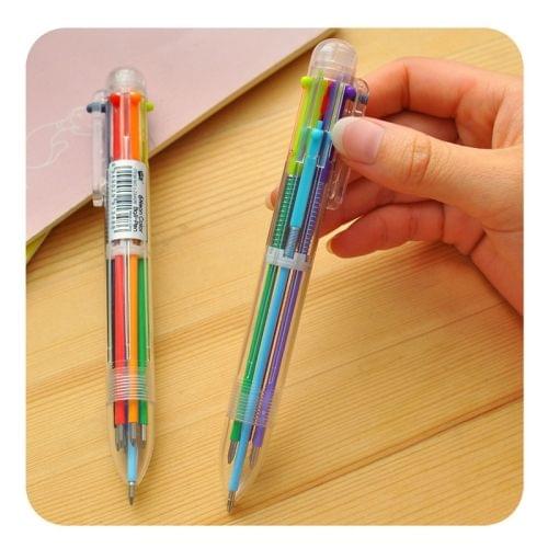 5 PCS Multicolor Ballpoint Pen Multifunction 6 in 1 Colorful Stationery Creative School Office Supplies