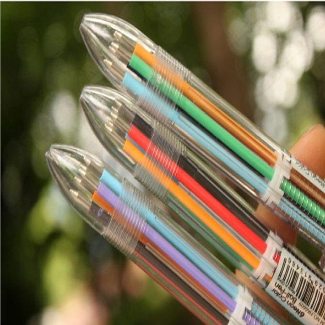 5 PCS Multicolor Ballpoint Pen Multifunction 6 in 1 Colorful Stationery Creative School Office Supplies