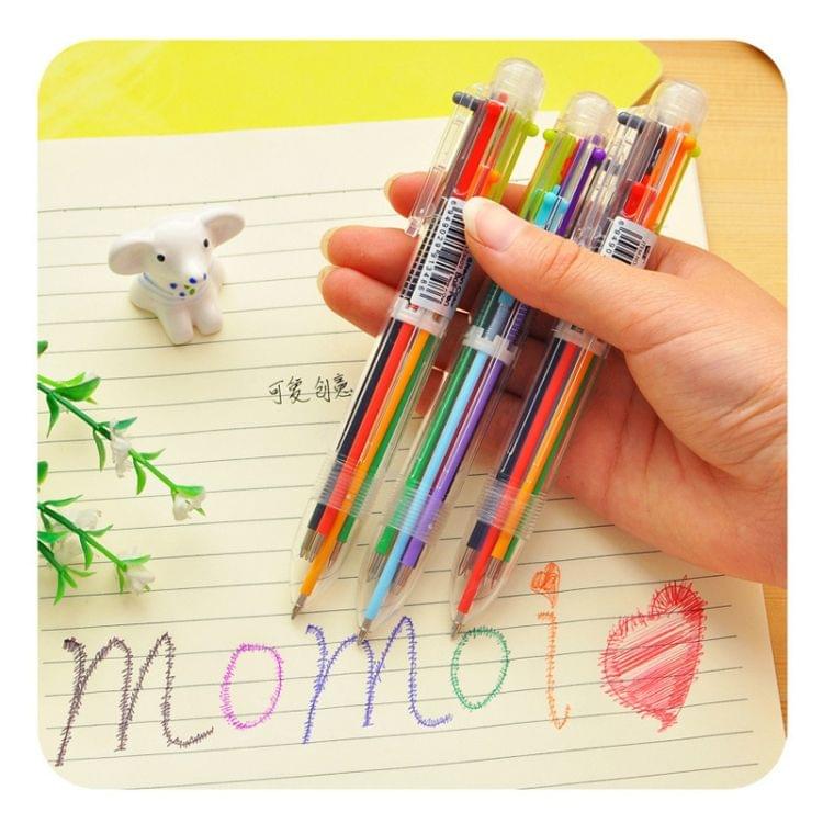 5 PCS Multicolor Ballpoint Pen Multifunction 6 in 1 Colorful Stationery Creative School Office Supplies