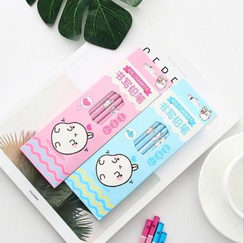 2 PCS Cute Rabbit Hexagon HB Standard Pencil Set Children Sketch Draw Pen Art Supplies