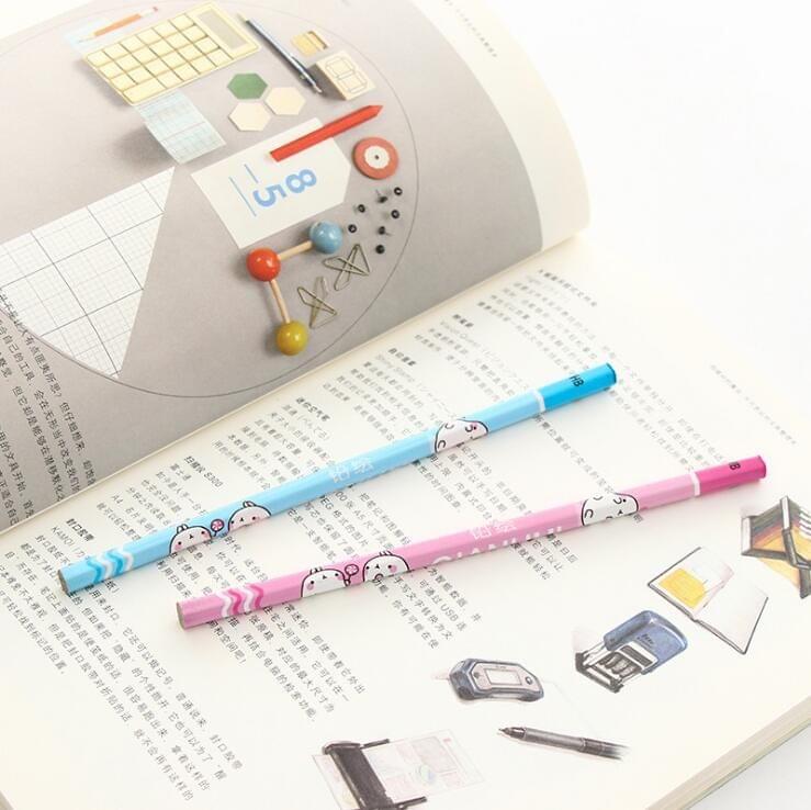 2 PCS Cute Rabbit Hexagon HB Standard Pencil Set Children Sketch Draw Pen Art Supplies