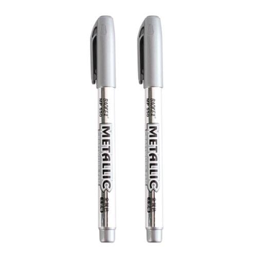 2 PCS DIY Metal Waterproof Permanent Paint Marker Pens Sharpie Student Supplies(Silver)