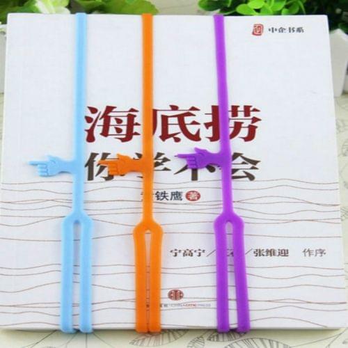 5 PCS Silicone Bookmarks Elasticity Finger Bookends Book Clip Organizer Random Color Delivery