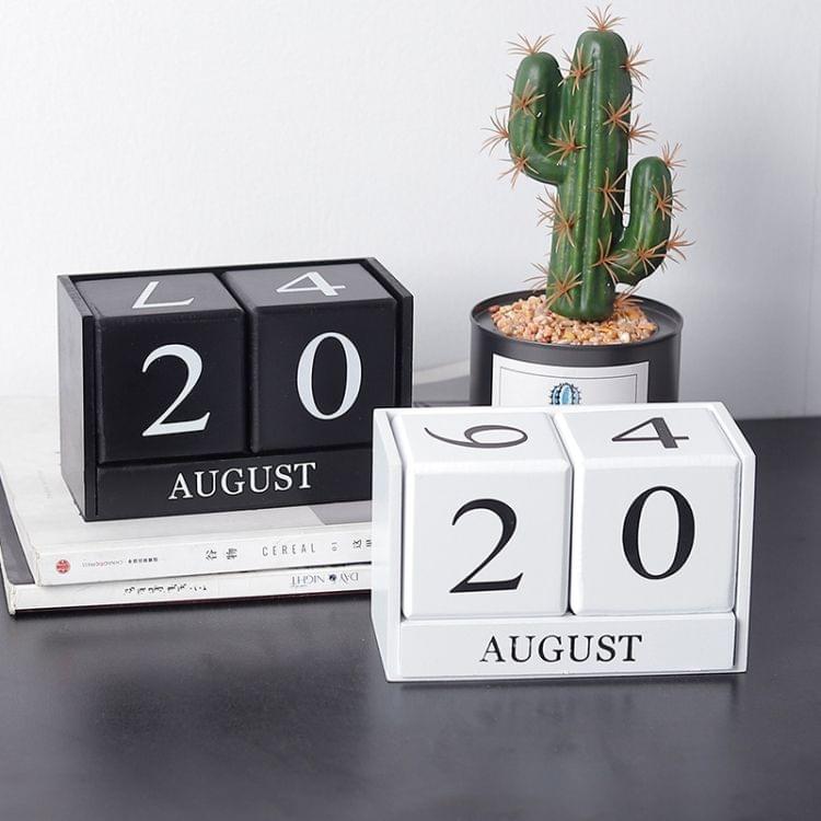 Wooden Calendar Creative Home Decoration Ornaments Living Room Desktop(White)