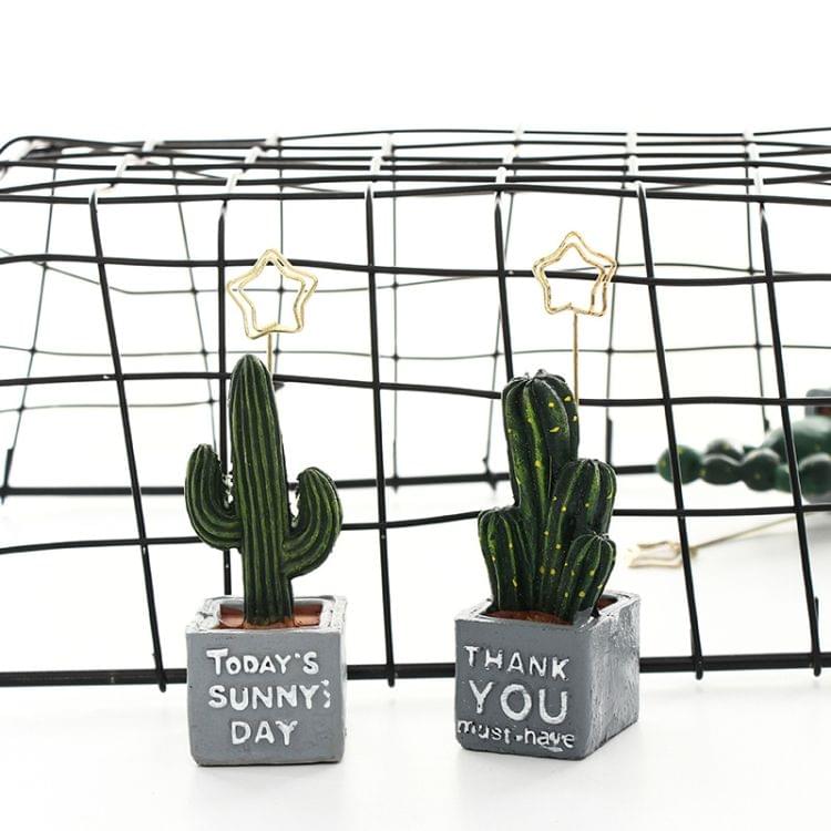 4 PCS Mini Table Plant Cute Cactus Memo Clip Holder Photo Note Resin Organizer Stationery Office Decoration School Supplies