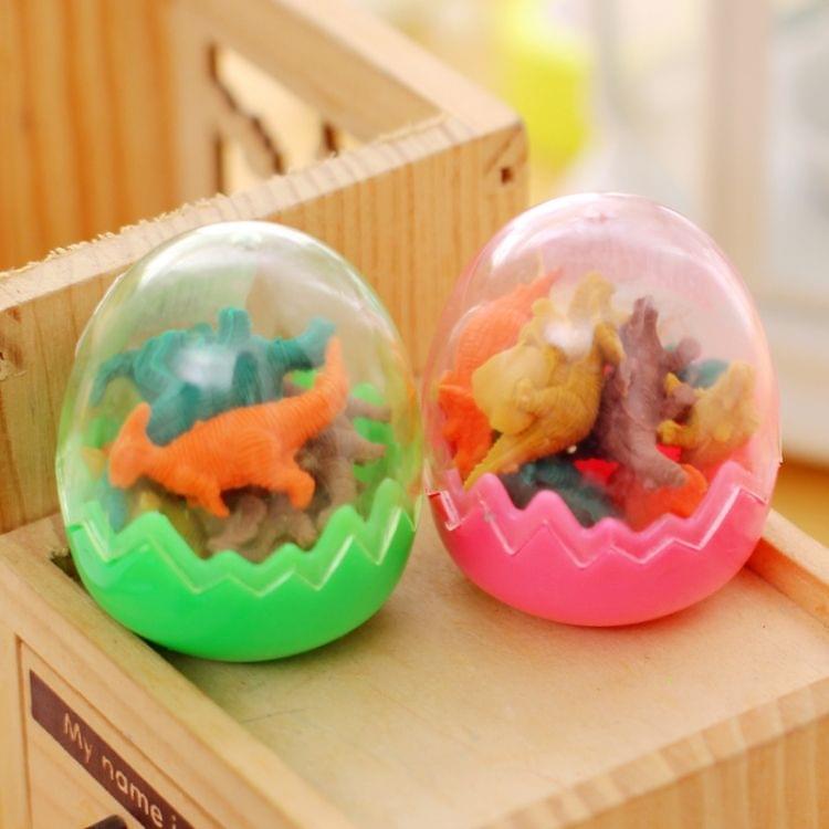 4 PCS Fashion Cute Dinosaur Egg Pencil Eraser School Supplies Student Stationery Random Color Delivery